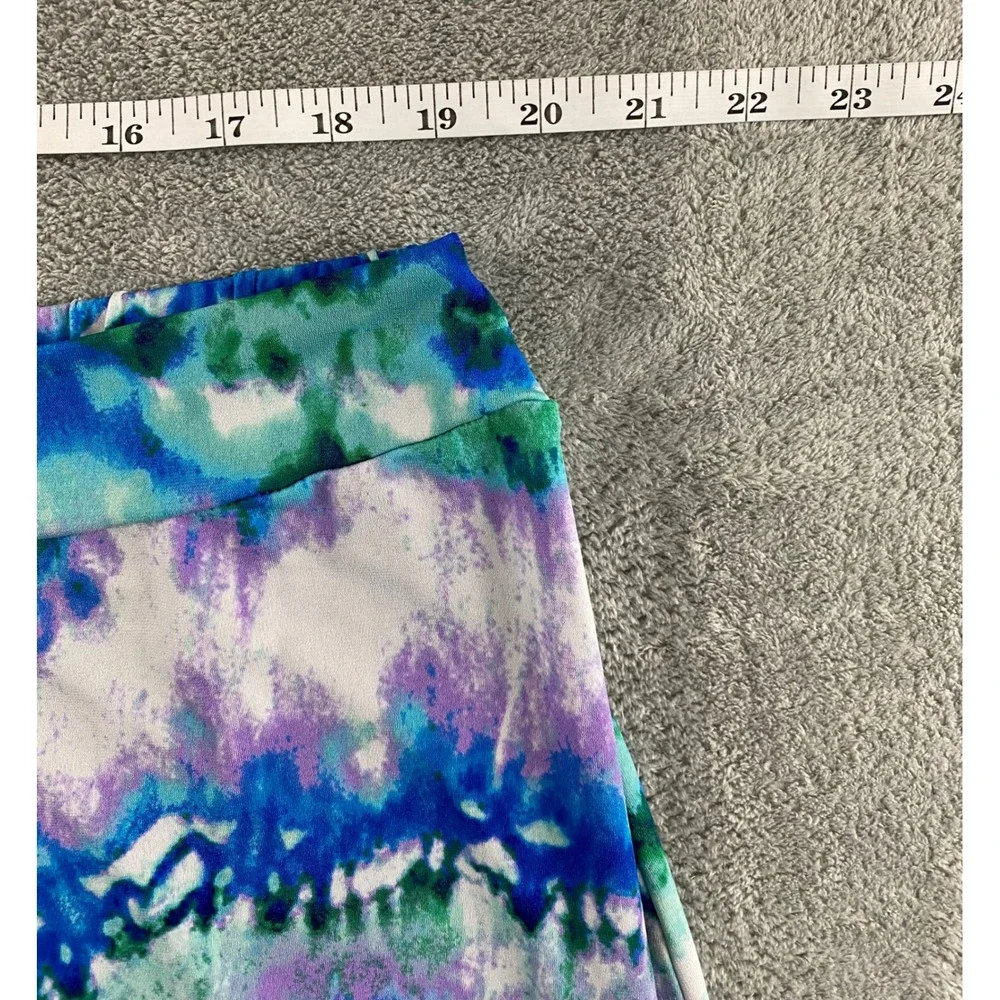 Cato Womens Plus 18/20W Blue Green Purple Tie Dye Jersey Knit Maxi Skirt